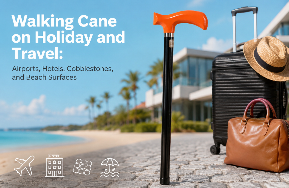 Walking Cane on Holiday and Travel: Airports, Hotels, Cobblestones, and Beach Surfaces