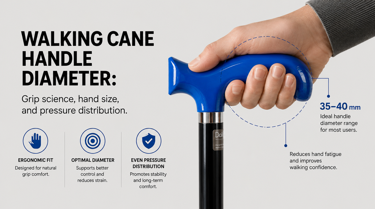 Walking Cane Handle Diameter: Grip Science, Hand Size, and Pressure Distribution