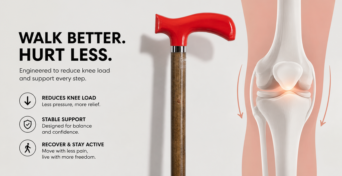 Walking Cane for Knee Pain: Load Reduction Mechanics and What Changes After Surgery