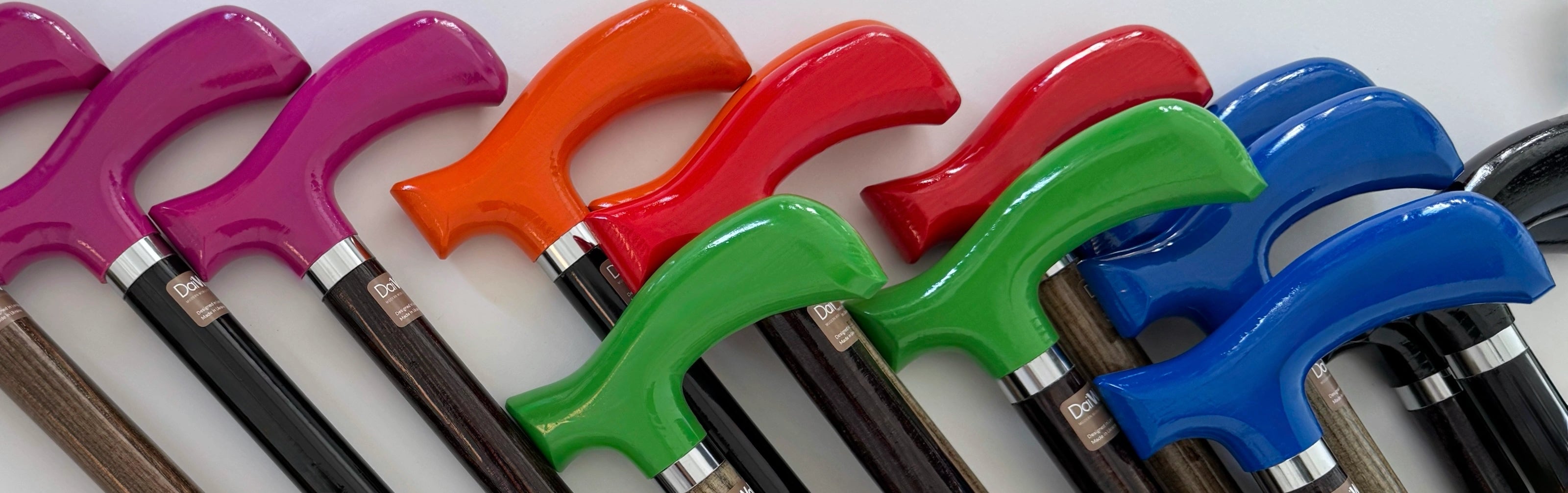 Collection of Colorful Designer Walking Canes - Modern Minimalist Mobility Accessories