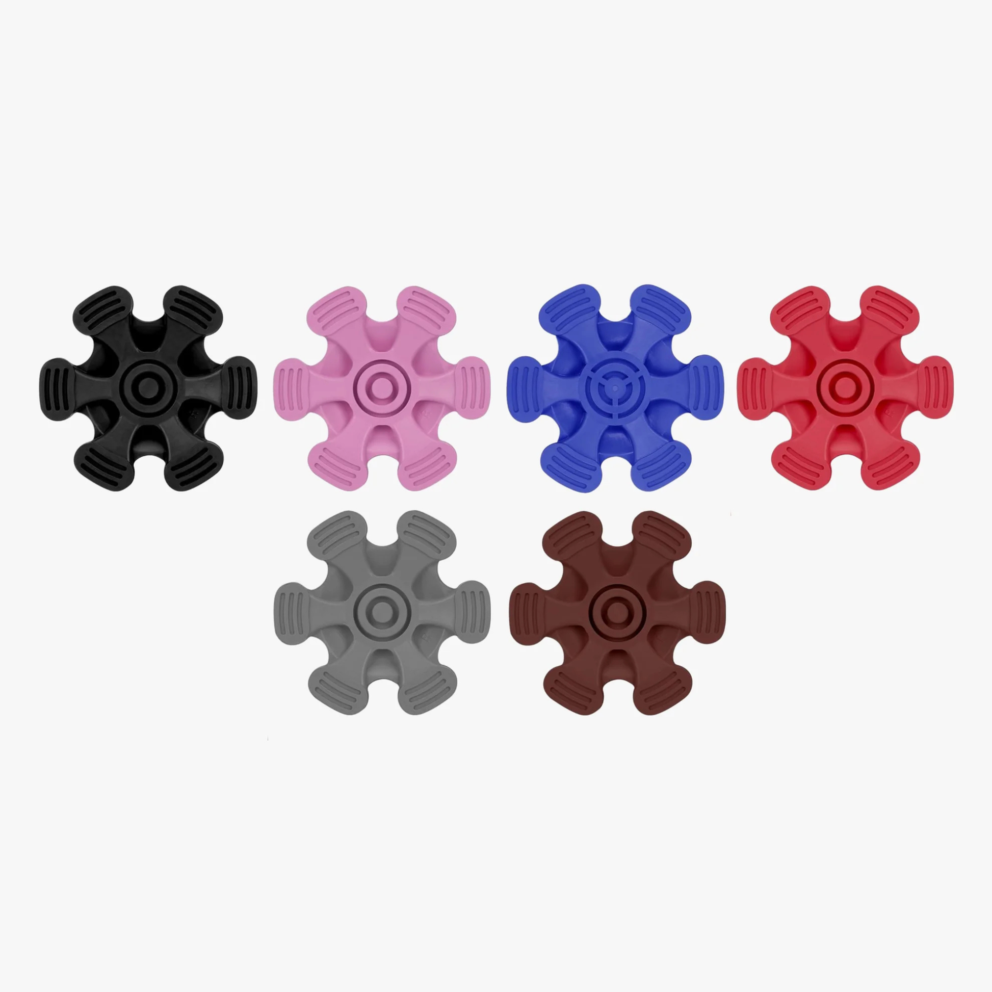 Ergonomic self-standing cane ferrule for indoor/outdoor use.