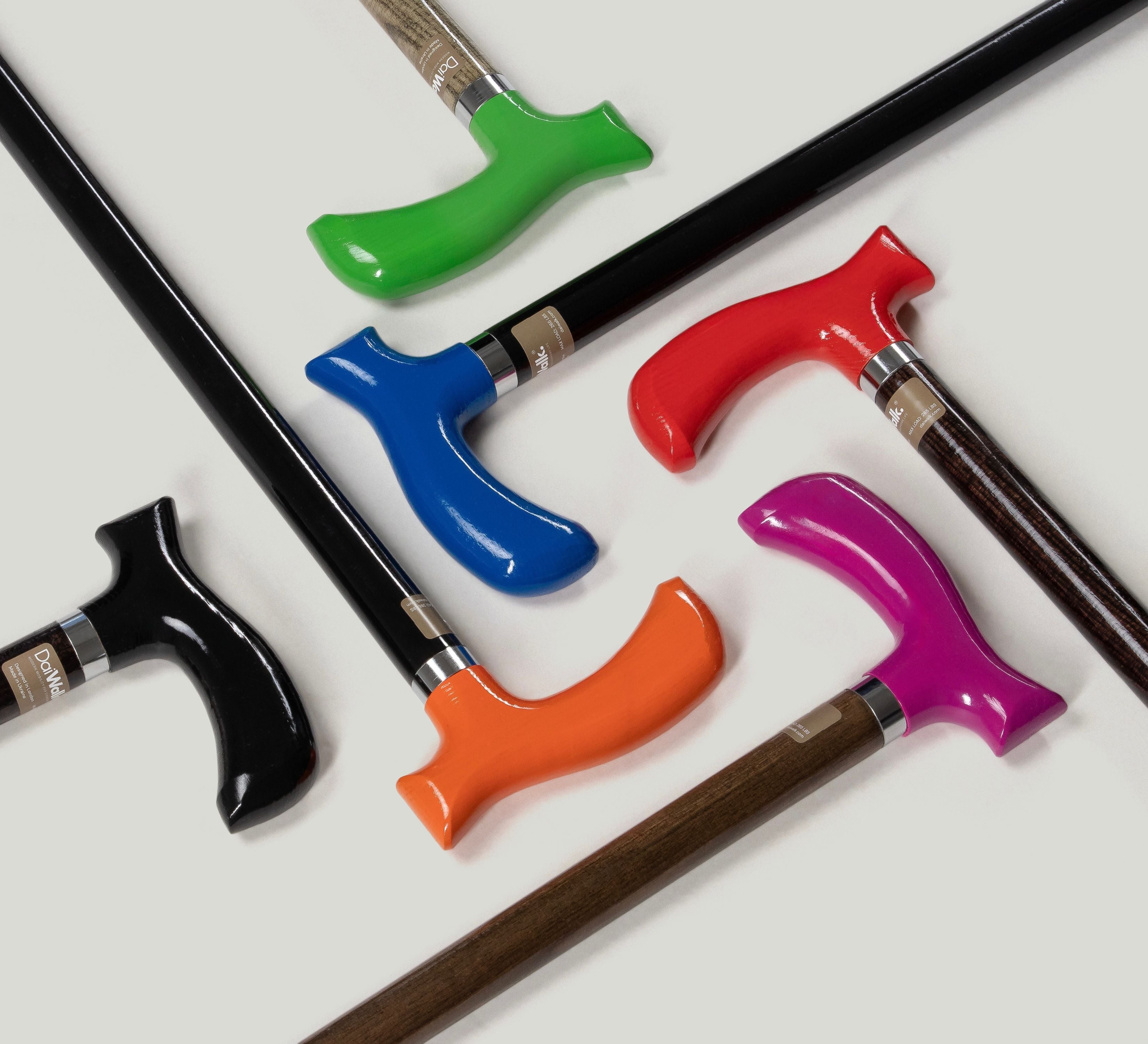 Modern colored walking canes