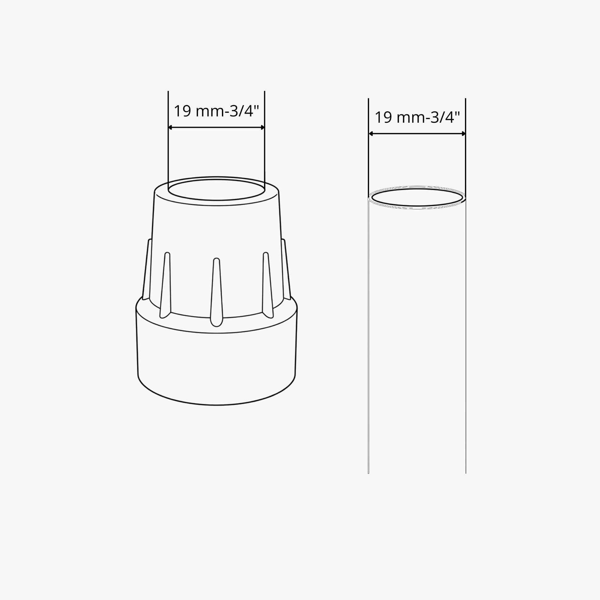 Premium shock-absorbing rubber tip for walking aids.