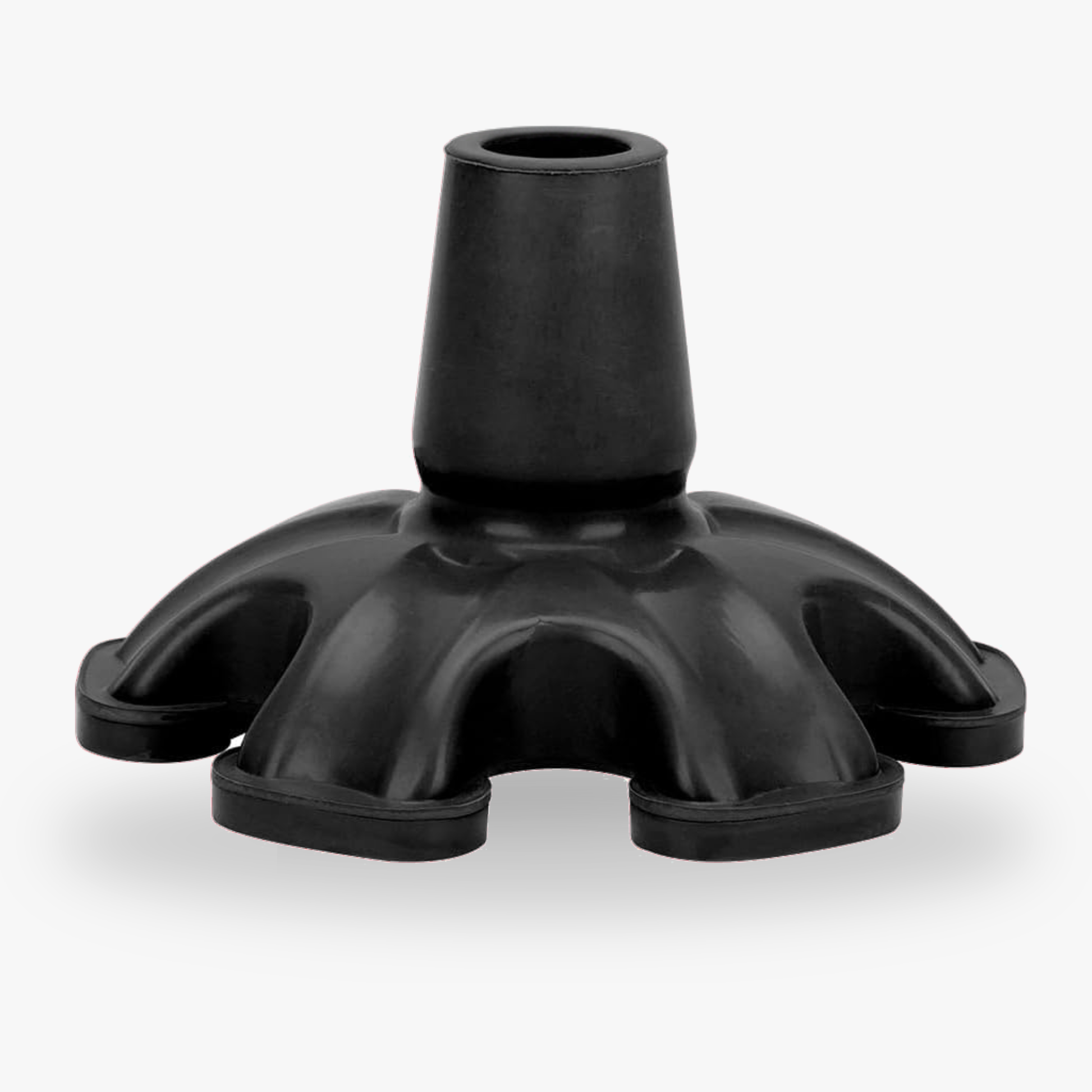 Self-standing 6-leg rubber walking cane tip.