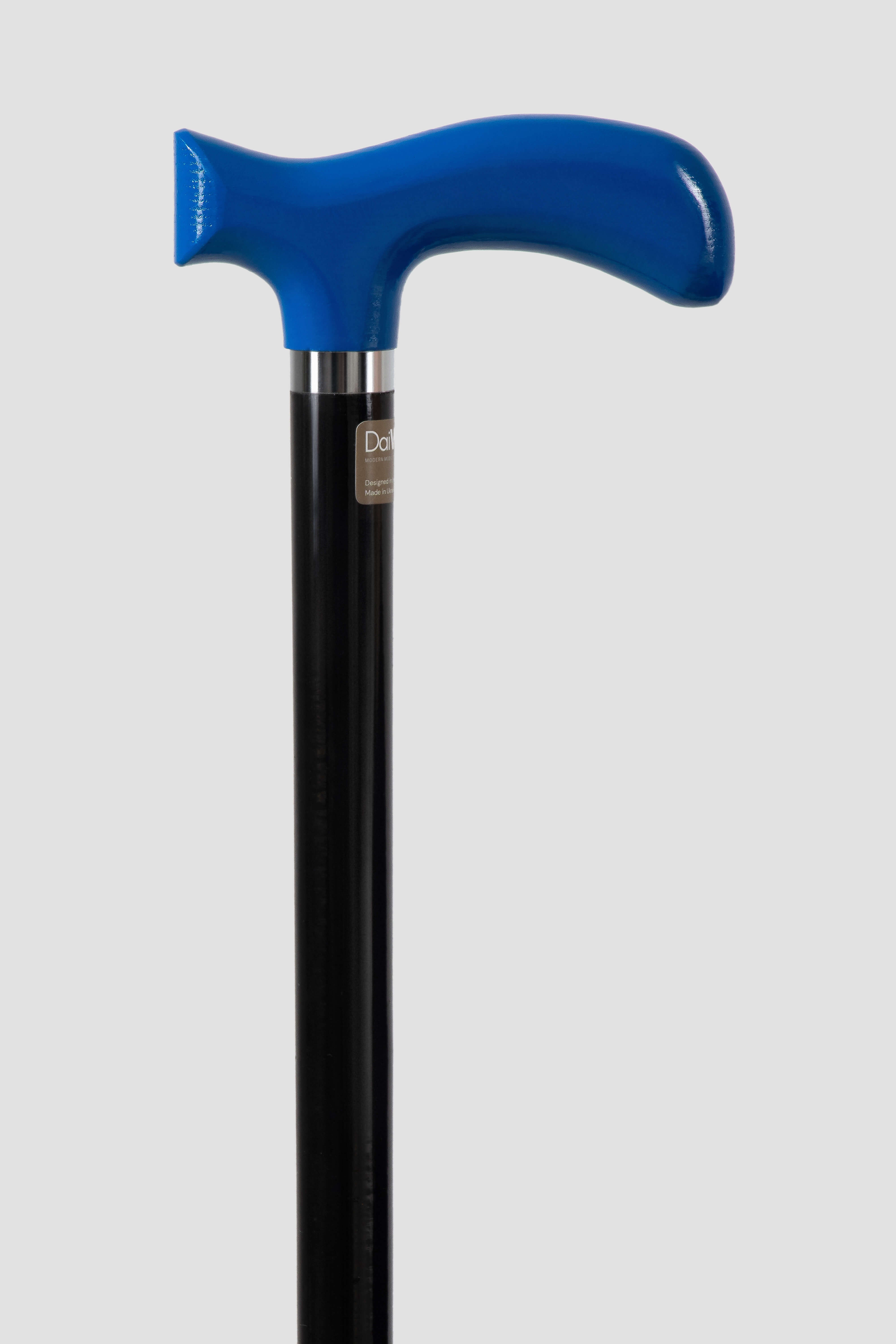 Silent walking cane with colorful handle detail