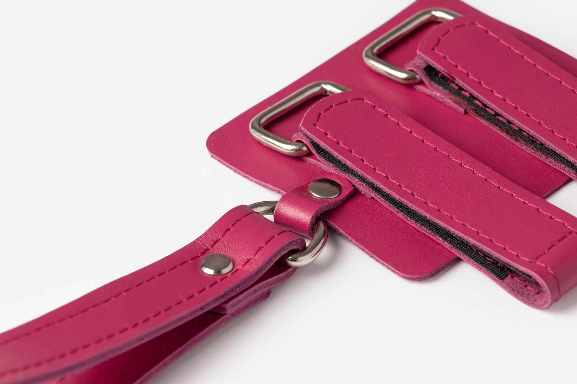Weather-resistant leather strap for outdoor walking aids.