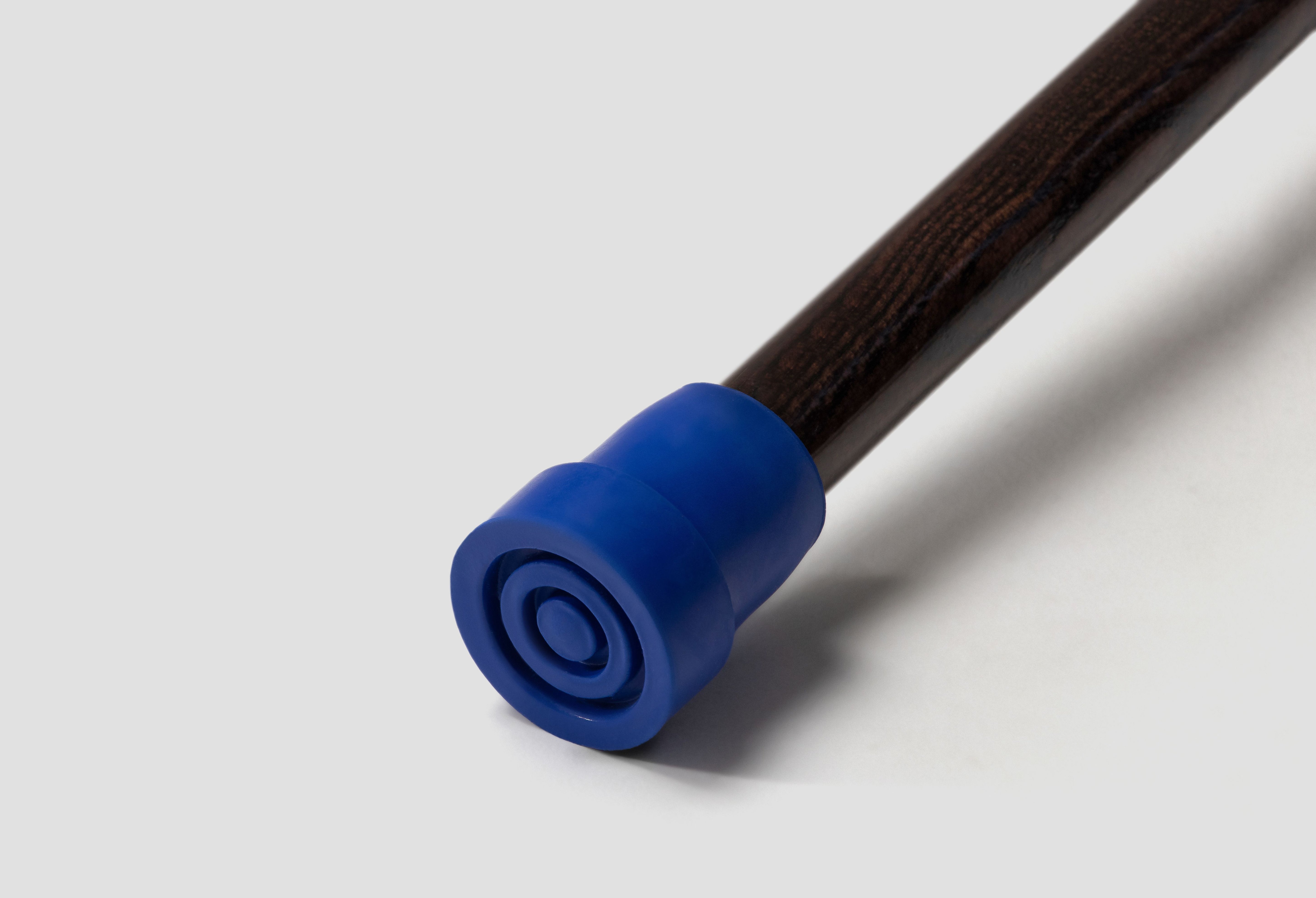 Signature deep blue rubber tip for men’s luxury walking sticks. A unique designer accent for a customized mobility look.