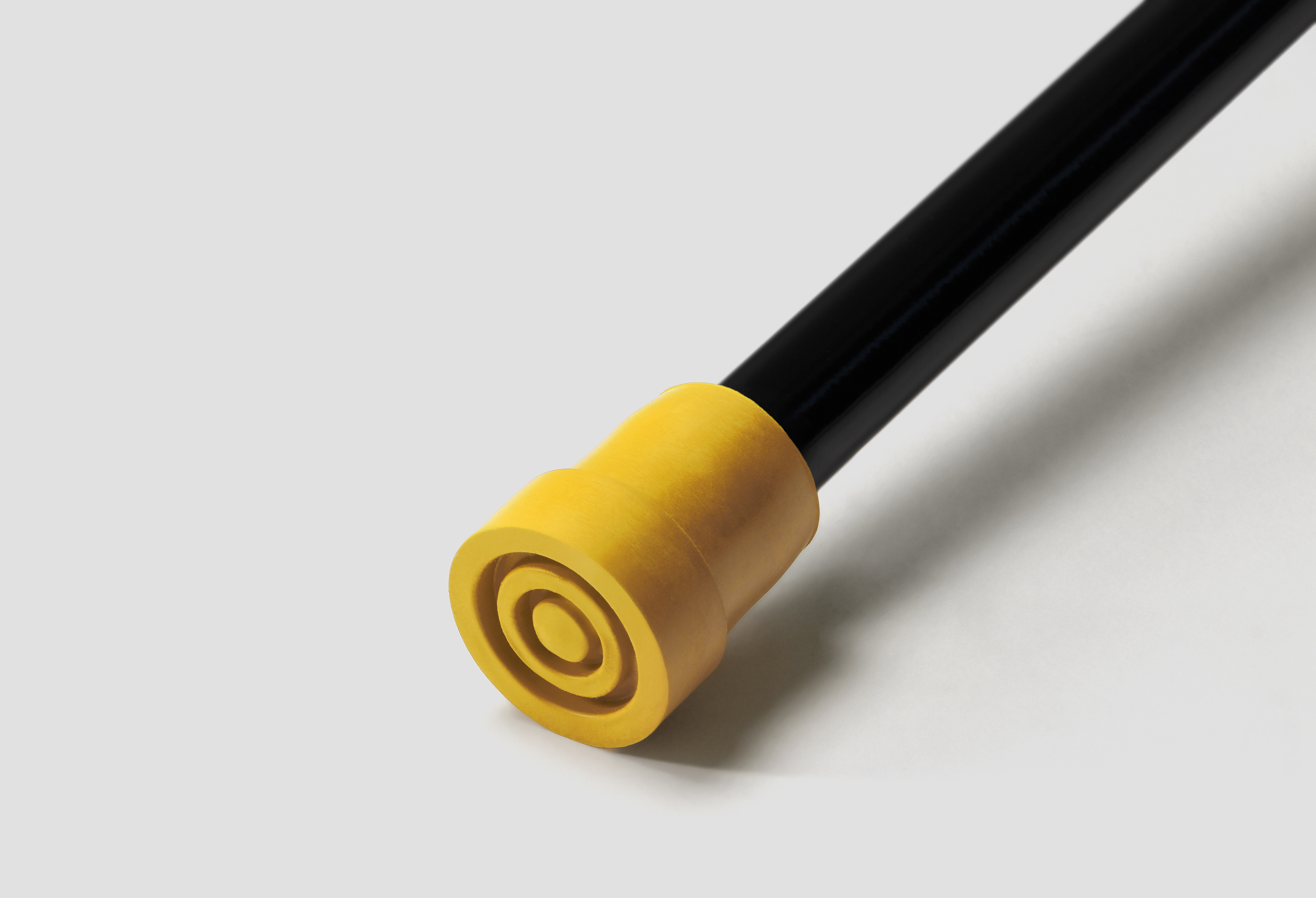 Silent stealth rubber cane tip with advanced shock absorption. Premium non-marking replacement base for noise-free and stable indoor walking.